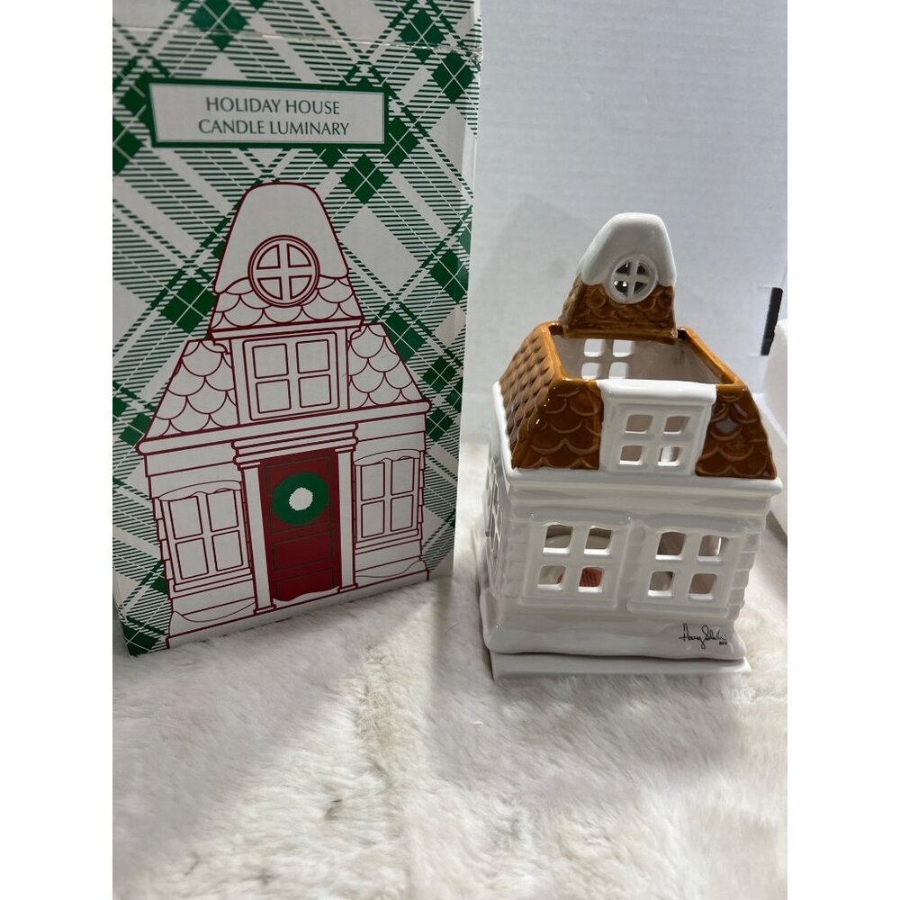 Holiday House Candle Luminary Slatkin & Co. Ceramic 2010 Decorative Home Décor W